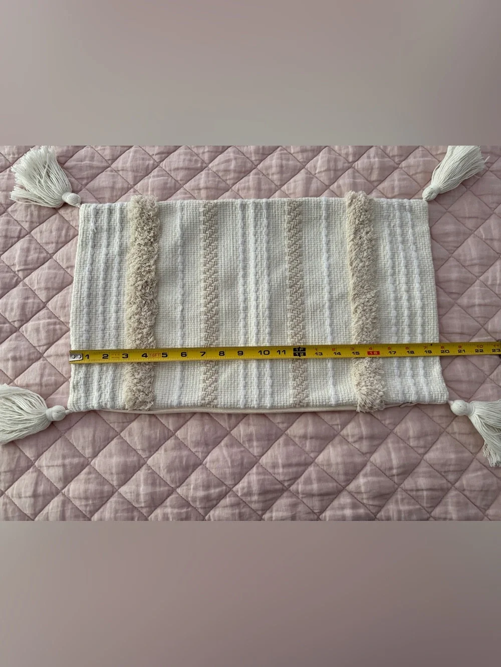 Neutral Beige & Cream Striped lumbar pillowcase